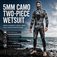 Combinaison de plongée en néoprène camouflage 5 mm, doublée de polaire, 2 pièces, prête à être expédiée