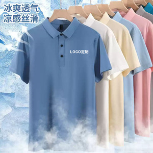 Men's Nylon Polo Shirt Quick Dry Breathable Stretch Summer Work Clothes Custom Logo Solid Color Short Sleeve - Product Image 1