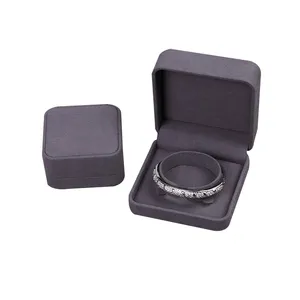 Custom Logo Printed Round Corner Plastic Earring Bracelet Necklace Ring Packaging Suede Jewelry Velvet Box