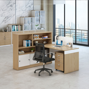 Modern 2-Person Executive Workstation <b>Desk</b> Durable <b>Wooden</b> Modular Furniture Wood Style Panel for Home Office Staff Call Center - Product Image 4