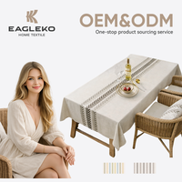 Nappe sur mesure moderne et simple avec broderie de feuilles, rectangulaire, style ferme, pour la décoration de table de cuisine et de salle à manger