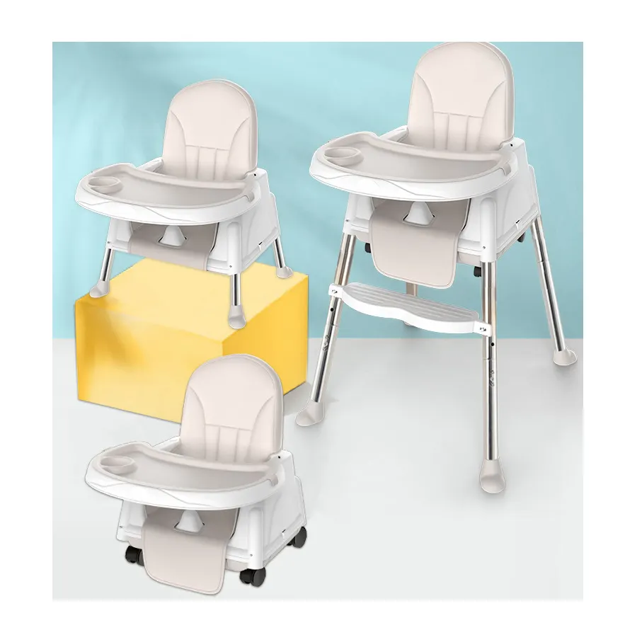 Oem çocuklar şerit sandalye fabrika doğrudan çocuk yemek sandalyesi bebek katlanır taşınabilir yüksek güçlendirici sandalye 3 In 1 kapak
