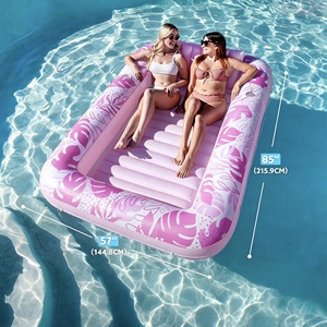 Lettino Gonfiabile in PVC per 2 Persone, Galleggiante per Piscina, per Adulti e Bambini, con Portabicchieri, per Giardino e Feste in Piscina, con Borsa Regalo - Product Image 3