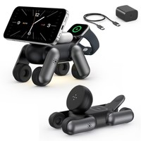 Nouveau chargeur magnétique sans fil 3-en-1 pour chiens robots, écouteurs, charge rapide, design pliable, port Type-C, veilleuse décorative
