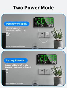 <b>Wall</b> <b>Clock</b> Voice Control Alarm <b>Clock</b> LED <b>Digital</b> <b>Clock</b> Temperature Date Week Display Brightness Adjustment Decoration - Product Image 4