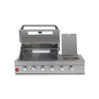 Gril extérieur à gaz et charbon de bois à 4 brûleurs avec brûleur arrière en céramique infrarouge Finition sans fumée enduite de poudre pour barbecue