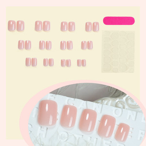 Amovible Solide Couleur <span class=keywords><strong>Ongles</strong></span> Autocollants Court <span class=keywords><strong>Faux</strong></span> <span class=keywords><strong>Ongles</strong></span> 24pcs Doigt INS Style En Gros Nail Art - Product Image 3