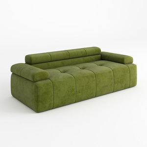 Canapé inclinable moderne et minimaliste trois places en tissu tufté, entièrement rembourré en éponge, compressé sous vide, idéal pour petit appartement - Product Image 2