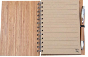 A6 80 Tờ Tùy Chỉnh Tái Chế Bằng Gỗ Tre Bìa Xoắn Ốc Máy Tính Xách Tay Với Bút - Product Image 2