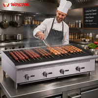 Gril Radiant Commercial à Gaz pour Restaurant avec Certificat ETL, 2, 3 ou 4 Brûleurs, Gril à Lave, Barbecue de Comptoir, Charbroil Radiant