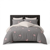 Parure de lit Polonaise Cœur Ludique Gris Rose Housse de couette pour Dropshipping UE Linge de lit en polyester doux