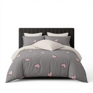 Poland Stock Playful Heart <b>Bedding</b> <b>Set</b> <b>Grey</b> <b>Pink</b> Quilt Cover for EU Dropshipping Soft Polyester Bed Linen - Product Image 1