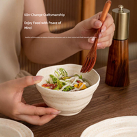 Ensemble de bols et assiettes en céramique à effet de glaçure changeante 'Tree Ring', bols à salade et à soupe, vaisselle de style japonais Wabi Sabi pour la maison et les restaurants