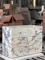 Commode de luxe en marbre Arabescato Viola naturel à 6 tiroirs, armoire de style italien moderne en marbre pour villa