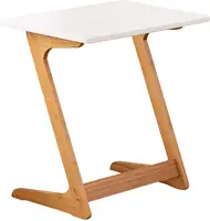 Mesa de café de bambú con forma de Z, diseño moderno