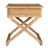 HL509-CN Français Vintage Rustique Provincial Meubles En Bois De Chêne Massif X Croix Jambes Chambre Table De Chevet Table De Chevet avec Tiroir