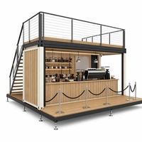 Kiosque de café préfabriqué en conteneur de 20 pieds, stand d'exposition modulaire, kiosque double étage, stand de vente éphémère pour salons professionnels