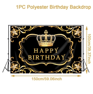 <span class=keywords><strong>Buon</strong></span> <span class=keywords><strong>compleanno</strong></span> sfondo Royal Crown Prince Gold Glitter Photo Background tenda dorata personalizza nome forniture per la decorazione della festa - Product Image 2
