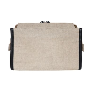 sedex Custom Logo Wholesale Plain Natural Jute Women's <b>Makeup</b> <b>Bags</b> Travel Toiletry Cosmetic Double Zipper Jute Cosmetic <b>Bag</b> - Product Image 3