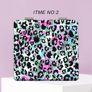 Miroir portable avec logo personnalisé, miroir en cuir <span class=keywords><strong>tendance</strong></span> à imprimé léopard, miroir spécial à main pour femmes - Product Image 4