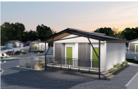 Maison modulaire préfabriquée en usine, murs en béton préfabriqué armé, toit en acier léger, logement permanent