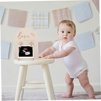 Panneau d'annonce de naissance en bois, panneau de bienvenue pour nouveau-né, plaque de nom, panneau d'annonce de naissance personnalisé, cadre photo en bois pour bébé