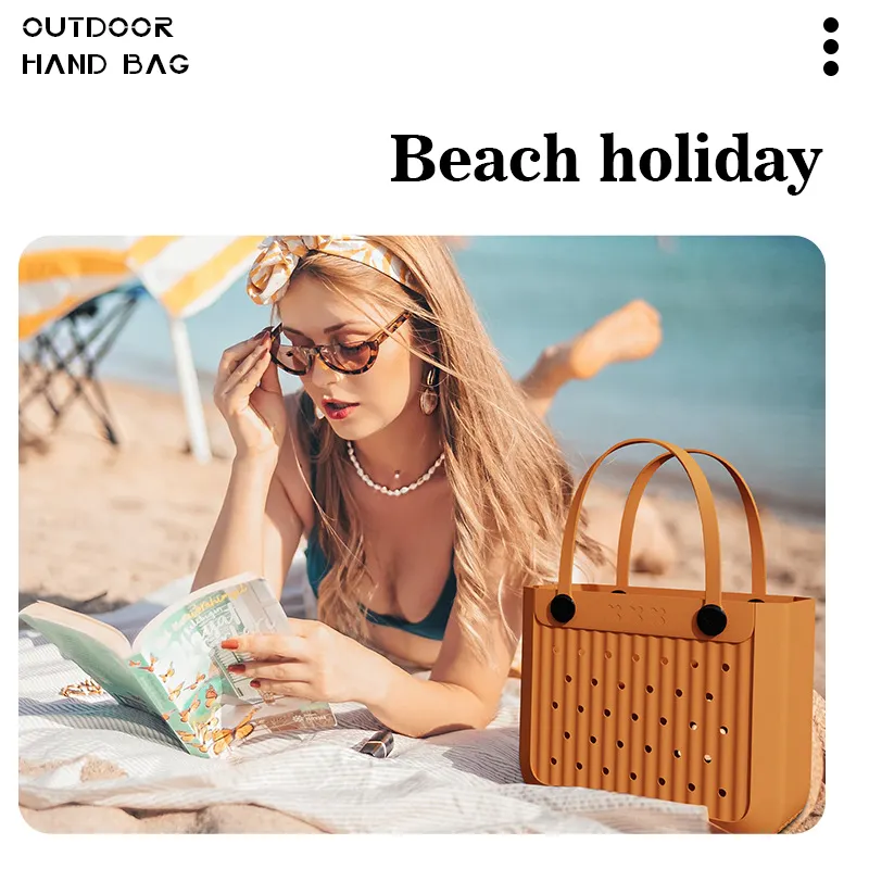 Sacolas de silicone EVA de borracha para mulheres, sacolas de praia personalizadas à prova d'água, sacola grande de verão para mulheres, atacado de lona, bolinhas Bogg
