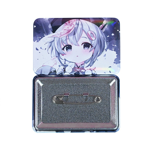 Tùy Chỉnh Cá Nhân Biểu Tượng Hình Chữ Nhật 6*4Cm Holographic Cầu Vồng Tin Huy Hiệu Nút - Product Image 1
