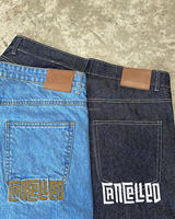 Shorts en jean Y2K vintage personnalisés pour hommes, style streetwear, coupe ample, jambes larges, avec logo brodé, vente en gros