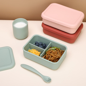 Boîte à lunch bento en silicone pour enfants, sans BPA, de qualité alimentaire, étanche, pour salades et collations, sûre - Product Image 2