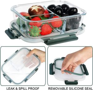 Verrerie faite à la machine couvercle <span class=keywords><strong>en</strong></span> bambou préparation repas congélateur sous vide boîte à lunch <span class=keywords><strong>en</strong></span> <span class=keywords><strong>verre</strong></span> allant <span class=keywords><strong>au</strong></span> four avec aspiration hermétique - Product Image 4