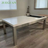Nouvelle conception moderne, table de billard en acier inoxydable 304 pour extérieur, 6, 7, 8 ou 9 pieds, avec plateau de salle à manger, autoportante pour la maison