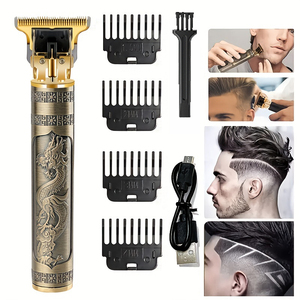 Rasoio Elettrico Vintage T9 Tagliacapelli Professionale <span class=keywords><strong>Macchinetta</strong></span> per Capelli da <span class=keywords><strong>Uomo</strong></span> Regolabarba per <span class=keywords><strong>Barba</strong></span> e Taglio Capelli Struttura in Metallo USB - Product Image 4