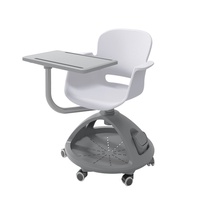Chaise d'entraînement multifonctionnelle en plastique avec tableau d'écriture et roulettes pivotantes pour salle de classe, école et usage scolaire