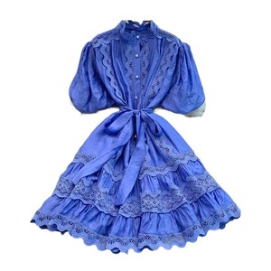 Abito da donna in pizzo alla francese, alla moda, che avvolge la vita, dal <span class=keywords><strong>look</strong></span> snellente ed elegante. Gonna a forma di A. - Product Image 1
