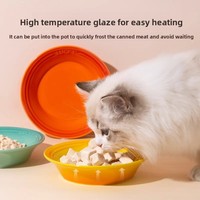 Bol en céramique pour animaux de compagnie pour chats et chiens Soucoupe volante coréenne Design Écologique Assiette à dîner à motif solide