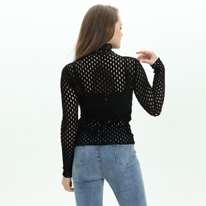 Maglioncino Sexy in <span class=keywords><strong>maglia</strong></span> a <span class=keywords><strong>maglia</strong></span> a <span class=keywords><strong>maglia</strong></span> <span class=keywords><strong>nera</strong></span> Sexy a manica lunga personalizzato stile Sexy maglione in Mesh sottile - Product Image 6