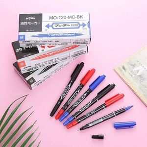 Lot de 10 stylos d'écriture à double pointe en encre noire, marqueurs permanents en plastique de taille moyenne pour CD - Product Image 1
