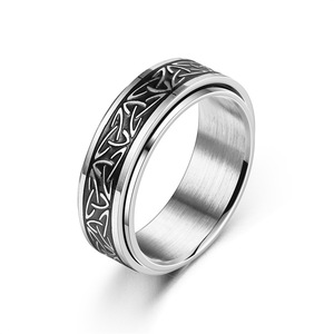 Viking Celtic Knot Rune Ring unisex xoay thép không gỉ chống căng thẳng lo lắng tái sinh quay vòng Quà Tặng hợp thời trang màu đen - Product Image 6