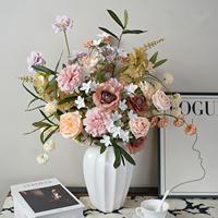 Susunan Bunga Sutra Artifisial Realistis Merek Panda, Buket Buatan Tangan Modern untuk Dekorasi Rumah, Acara, dan Thanksgiving