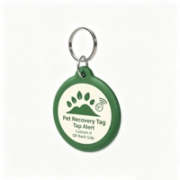 Étiquette d'identification pour animaux de compagnie NFC personnalisée, ronde, en PVC, pour chien et chat, avec porte-clés en métal, carte de membre et utilisation hôtelière, étanche, écologique