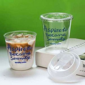 Vasos Desechables Transparentes de PET Reciclado Personalizados de 400 ml con Tapas para Cafetería, Uso Industrial, Aptos para Alimentos, Opciones de Logotipo Personalizado - Product Image 1