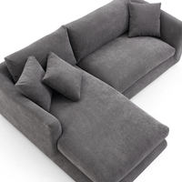 Canapé Modulaire d'Angle en L Moderne pour Salon, Ensemble de Meubles en Tissu Lin Plume Crème Beige