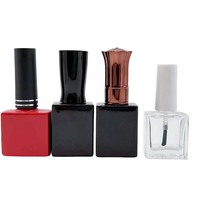 Bouteille en verre vide carrée givrée personnalisée pour vernis à ongles, 12 ml, avec pinceau et capuchon, impression de logo personnalisée, vente en gros