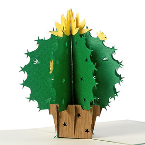 Biglietto Pop-up 3D con Cactus in Vaso Fiorito, Arte Creativa in Carta Ecologica Tagliata al Laser, Forma di Fiore Fai-da-Te <span class=keywords><strong>per</strong></span> Natale e <span class=keywords><strong>Compleanno</strong></span> - Product Image 4