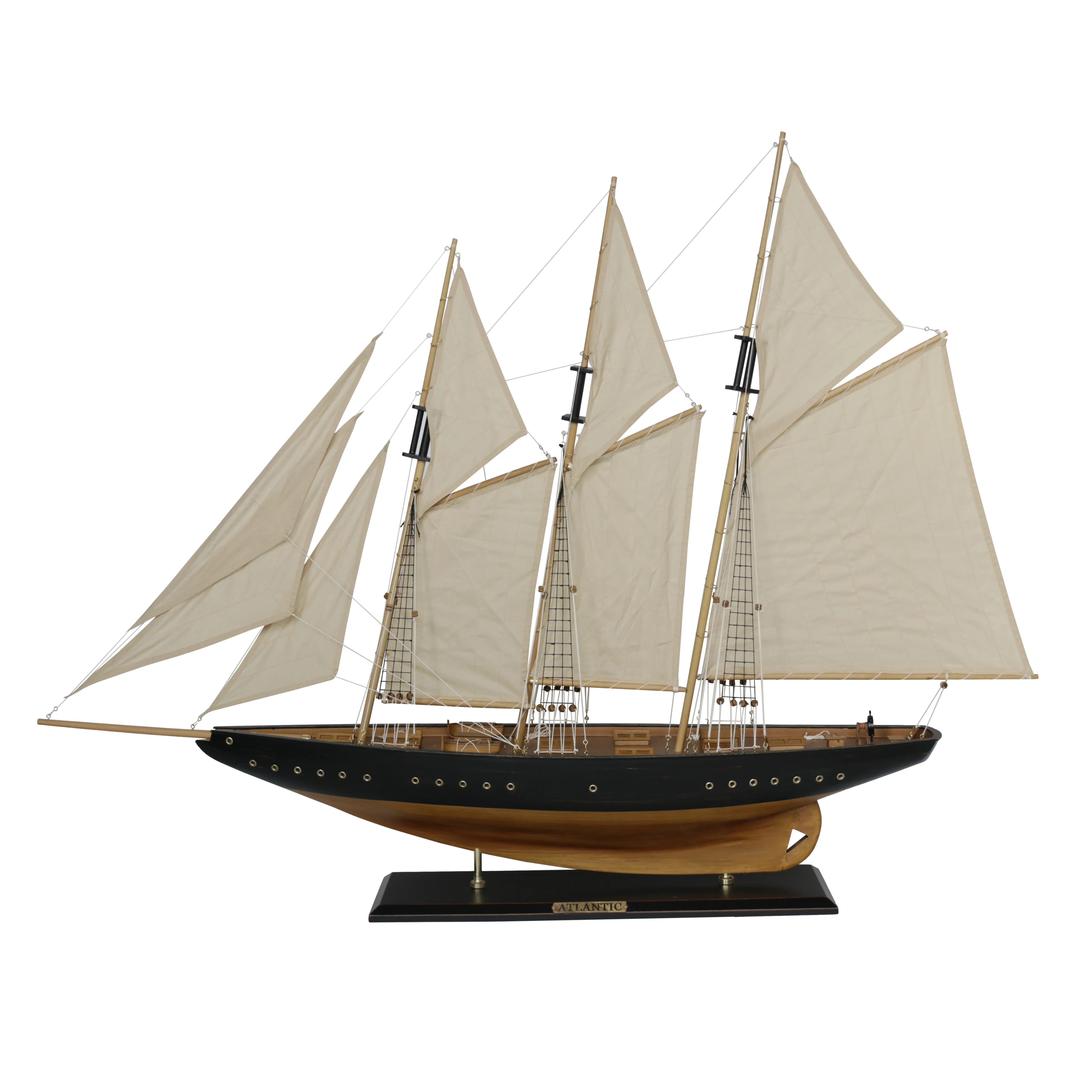 Barco de vela atlântico de 120cm, barco de vela, iate, madeira, grande design náutico, decoração marítima, modelo de escala, navio vintage
