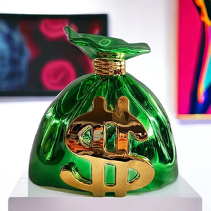 Sculpture en résine de fibre de verre électroplaquée <span class=keywords><strong>Richie</strong></span> Rich Money Bag, Homme Riche, Design Artistique 3D, ART Personnalisé - Product Image 4