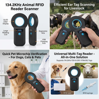 Escáner RFID Universal Portátil de 134.2KHz FDX-B para Animales, Lector de Microchip de Vidrio Recargable por USB para Mascotas