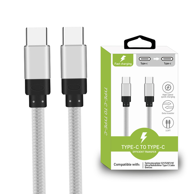 3FT Nylon Braided USB C to Type C Charger Cable High Quality 3ft Pd Super Fast Charging Mobile Data Cord for Phone