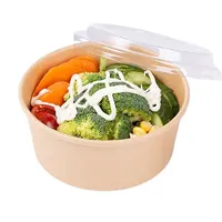 Bol à salade jetable en papier kraft rectangulaire personnalisé avec couvercle, conteneur alimentaire biodégradable et écologique pour les collations et les bonbons